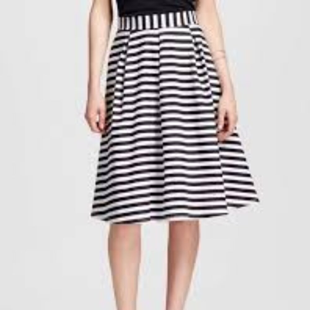 NWT The Vanity Room Black and White Striped Women's Skirt